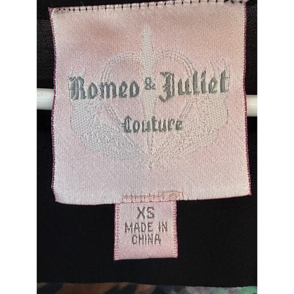 Romeo + Juliet Couture Sheer Black Graphic Blouse XS Floral Leopard Top - Picture 3 of 8